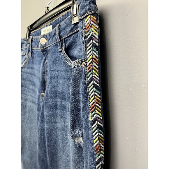 Knox Rose Jeans Womens 14 Crop Medium Wash Aztec Stripe Stretch Boho Blue Denim - Picture 6 of 7
